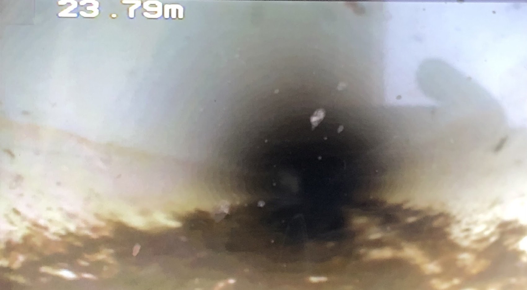 Fast Fix drain camera footage looking down a Ballarat sewer line