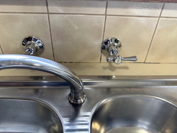 Chrome tapware over a stainless steel kitchen sink
