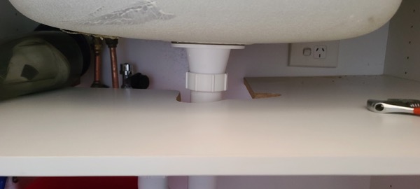 Waste pipework under a bathroom basin